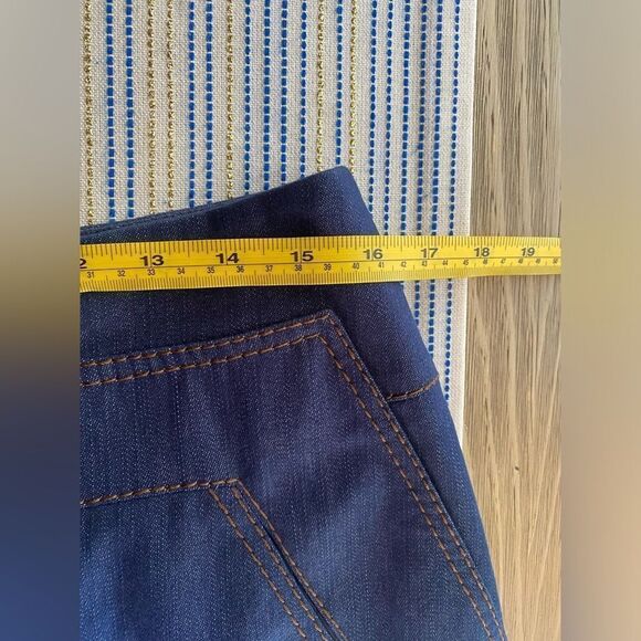 Akris Punto Pencil Skirt Size 6 Denim Dark Blue Lined Pocket - Picture 16 of 16